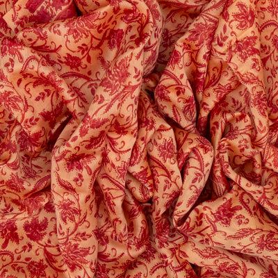 Sandal Handloom Chanderi Cotton Saree With Printed Floral Motifs