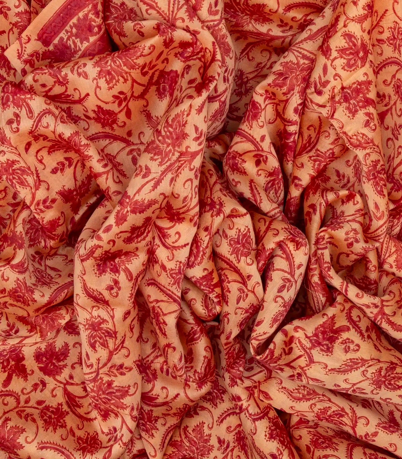 Sandal Handloom Chanderi Cotton Saree With Printed Floral Motifs