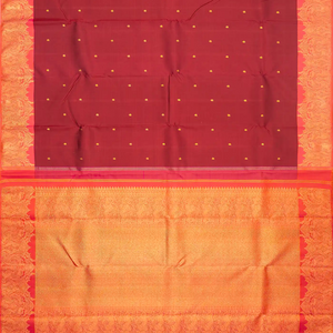 Maroon Handloom Kanchipuram Korvai Silk Saree With Mango Motifs