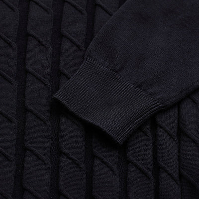 Black Zipper Knitted Polo T-Shirt