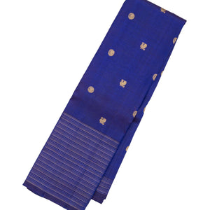 Blue Handloom Kanchipuram Silk Saree With Annam Buttas