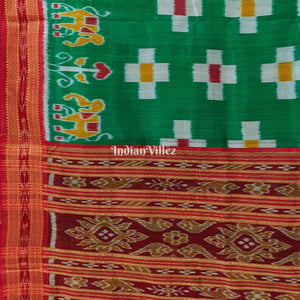 Green Pasapali Odisha Ikat Khandua Silk Saree