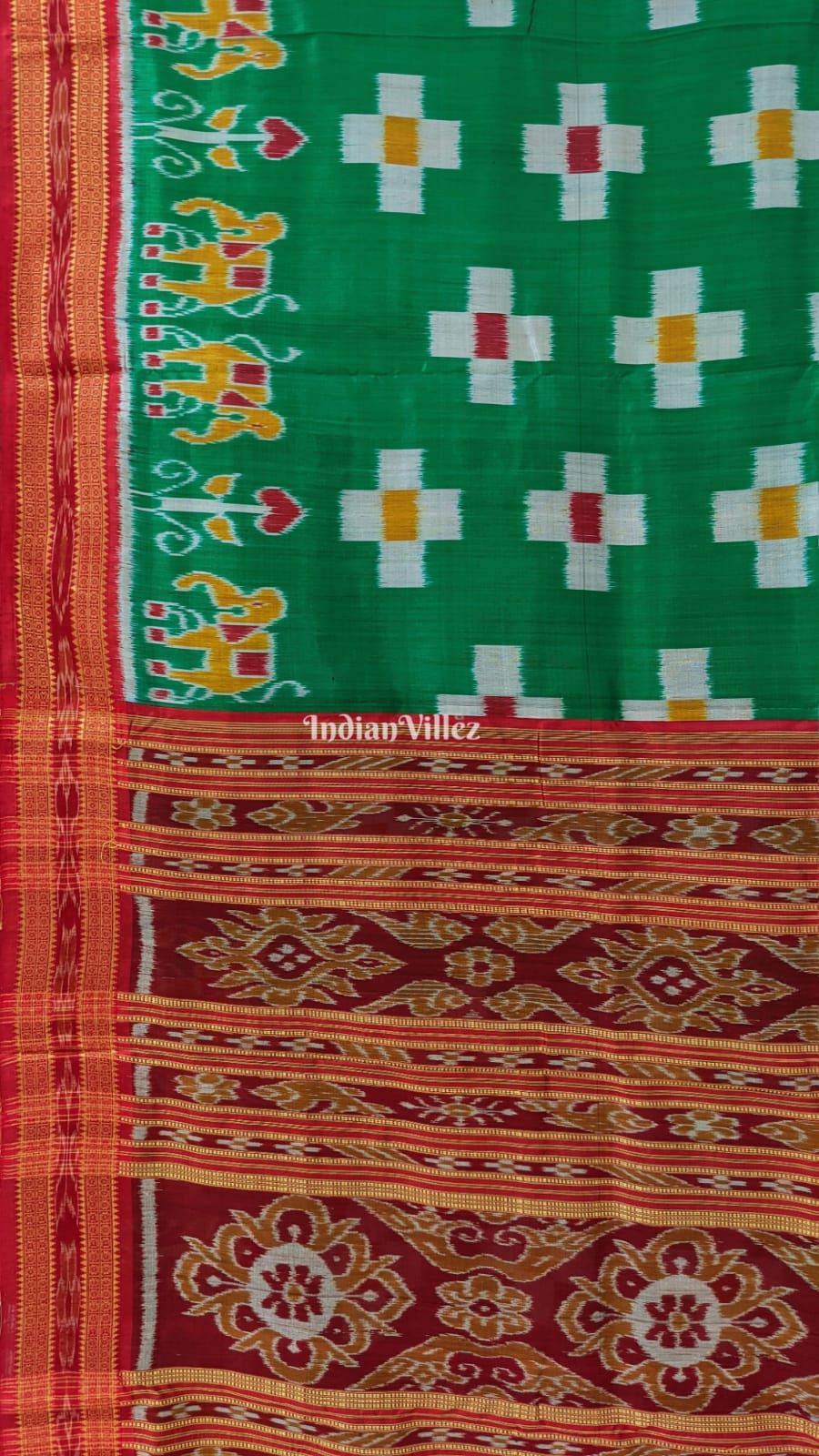 Green Pasapali Odisha Ikat Khandua Silk Saree