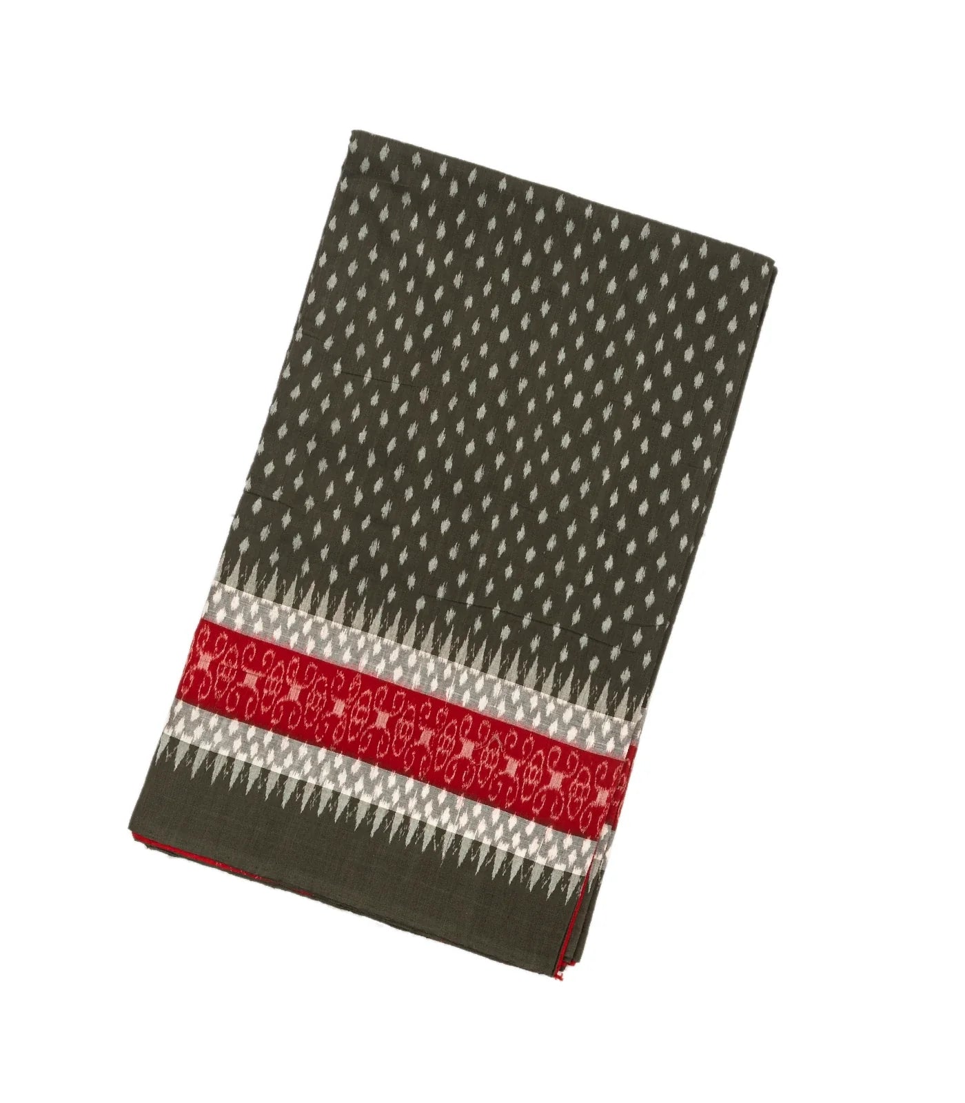 Dark Grey Handloom Orissa Cotton Saree With Tie & Dye Motifs