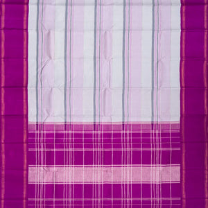 Grey Handloom Kanchipuram Korvai Silk Saree With Stripes