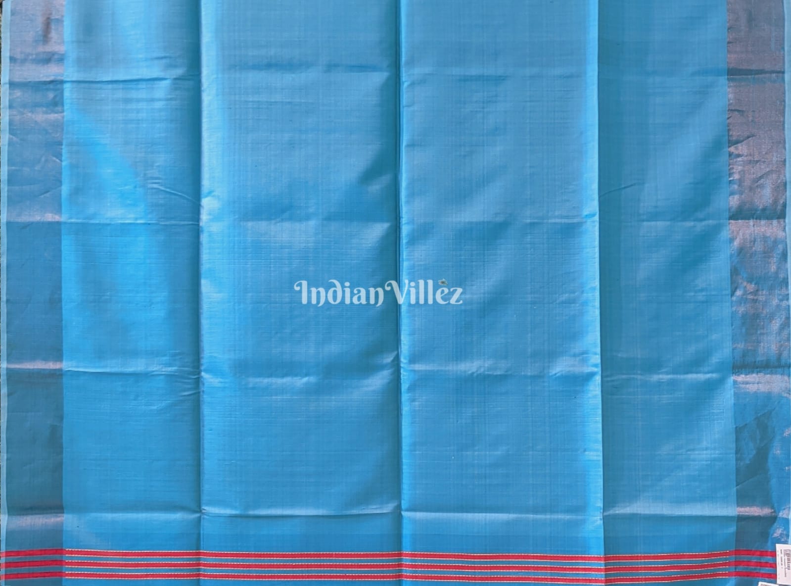 Peach with Sky Blue Handwoven Soft Silk Saree