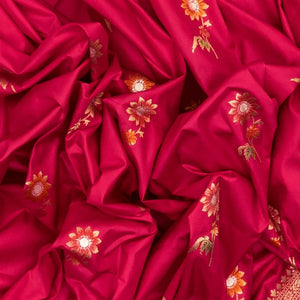 Hot Pink Woven Blended Dupion Saree With Konia Butta Motifs