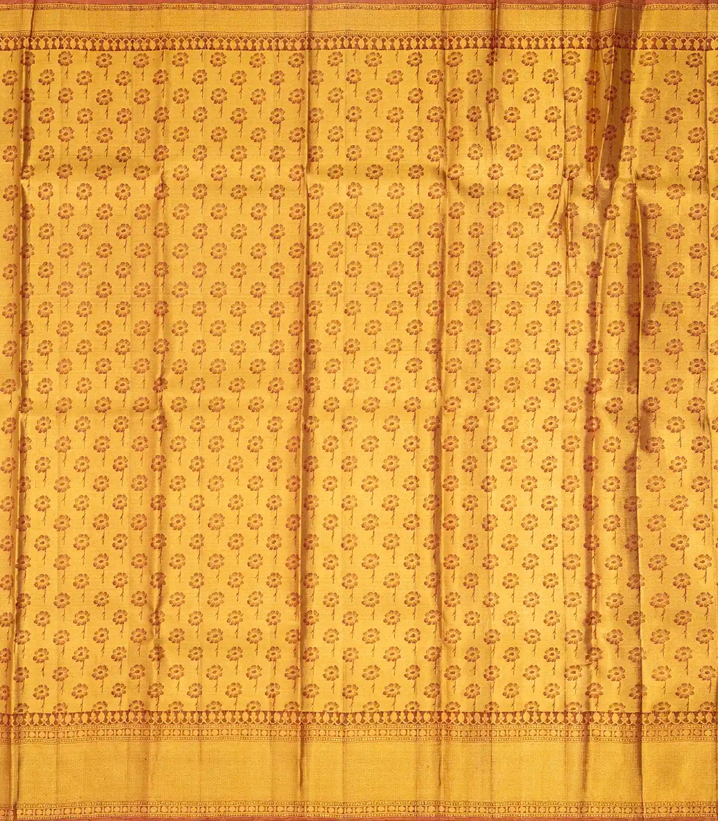 Gold Handloom Kanchipuram Tissue Silk Saree With Floral Buttas