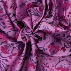 Lilac Handloom Kanchipuram Silk Saree With Floral Vine Motifs