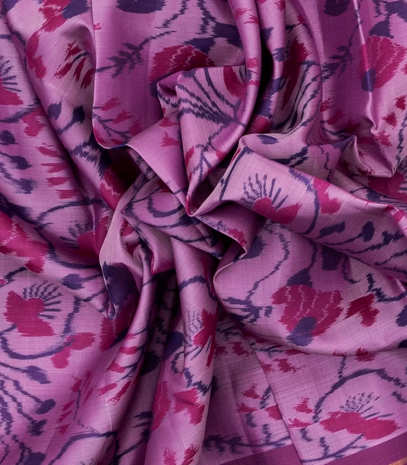 Lilac Handloom Kanchipuram Silk Saree With Floral Vine Motifs