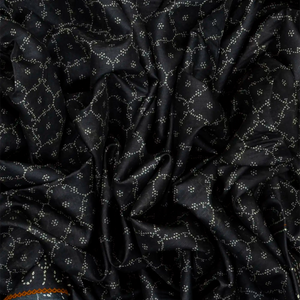 Black Handloom Tussar Silk Saree Printed With Jaal Motifs