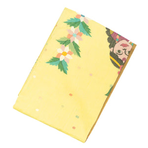 Yellow Handloom Bengal Cotton Saree With Radha Krishna In a Floral Swing Pallu design