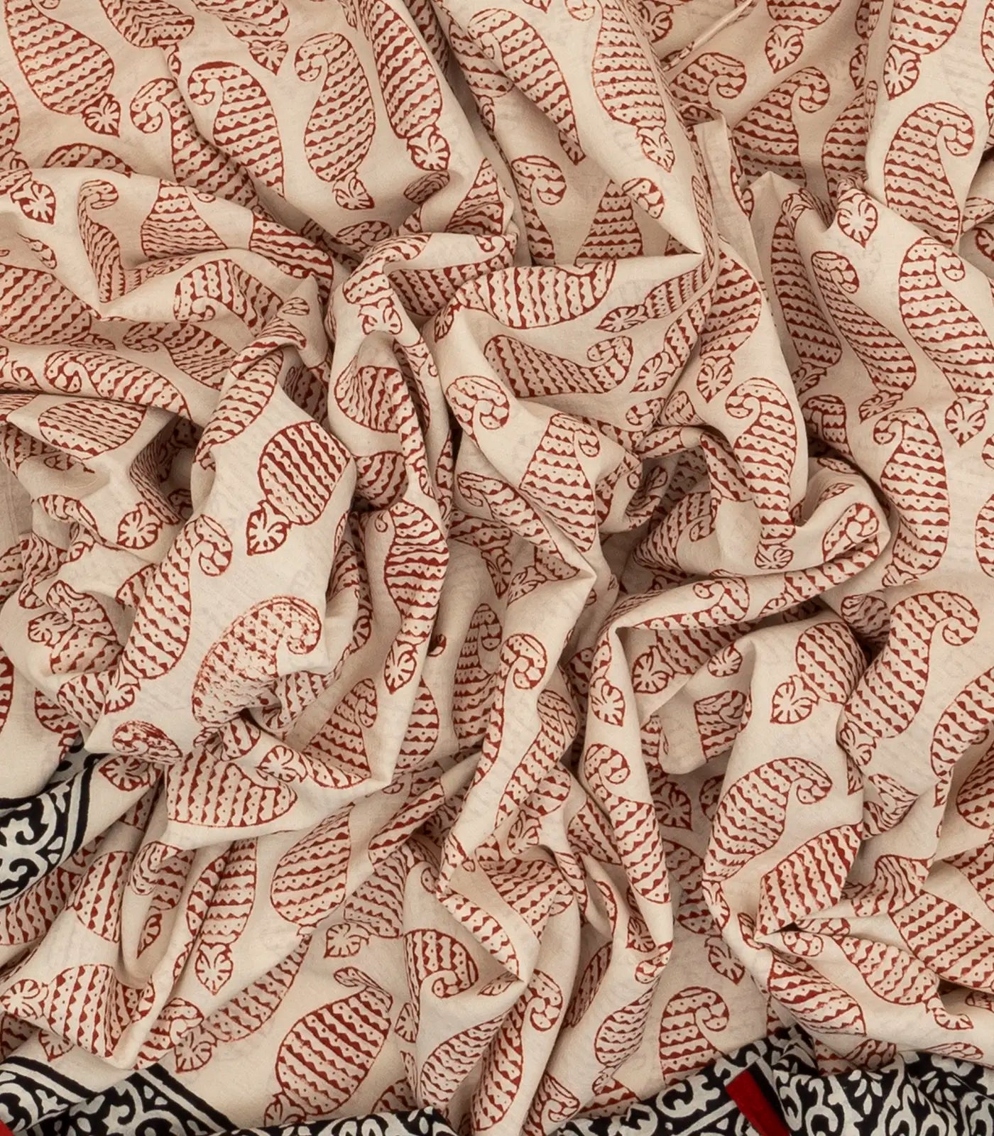 Off White Woven Jaipur Cotton Saree With Printed Mango Motifs