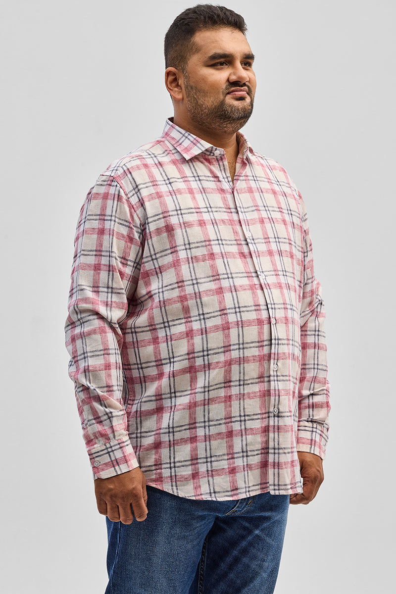 Red Checks Linen Blend Shirt