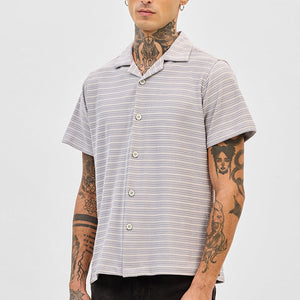 Cream Box Fit Stripes Shirt