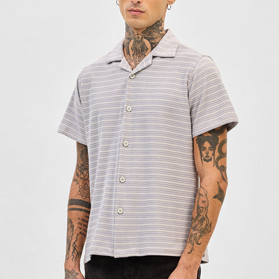 Cream Box Fit Stripes Shirt