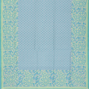 Light Blue Handwoven Banarasi Silk Cotton Saree With Floral Motifs