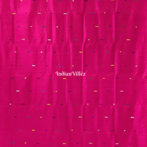 Rani Pink Designer Contemporary Silk Saree with Multicolor Double Anchal