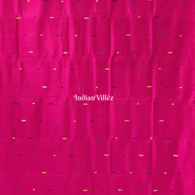 Rani Pink Designer Contemporary Silk Saree with Multicolor Double Anchal