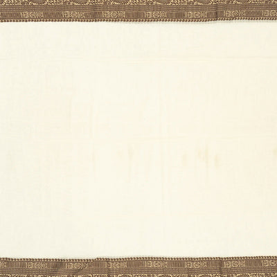 Off White Bengal Cotton Saree With Mango Motifs  In Border