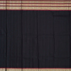 White Handloom Kanchipuram Korvai Silk Saree With Contrast Border