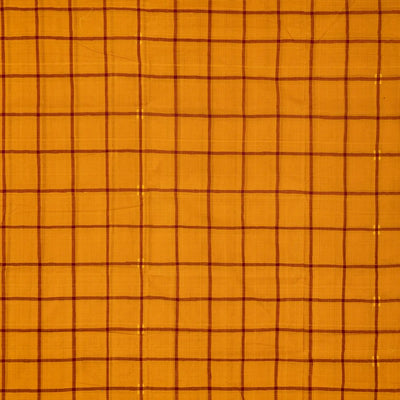Mustard Handloom Kadapa Cotton Saree With Checks