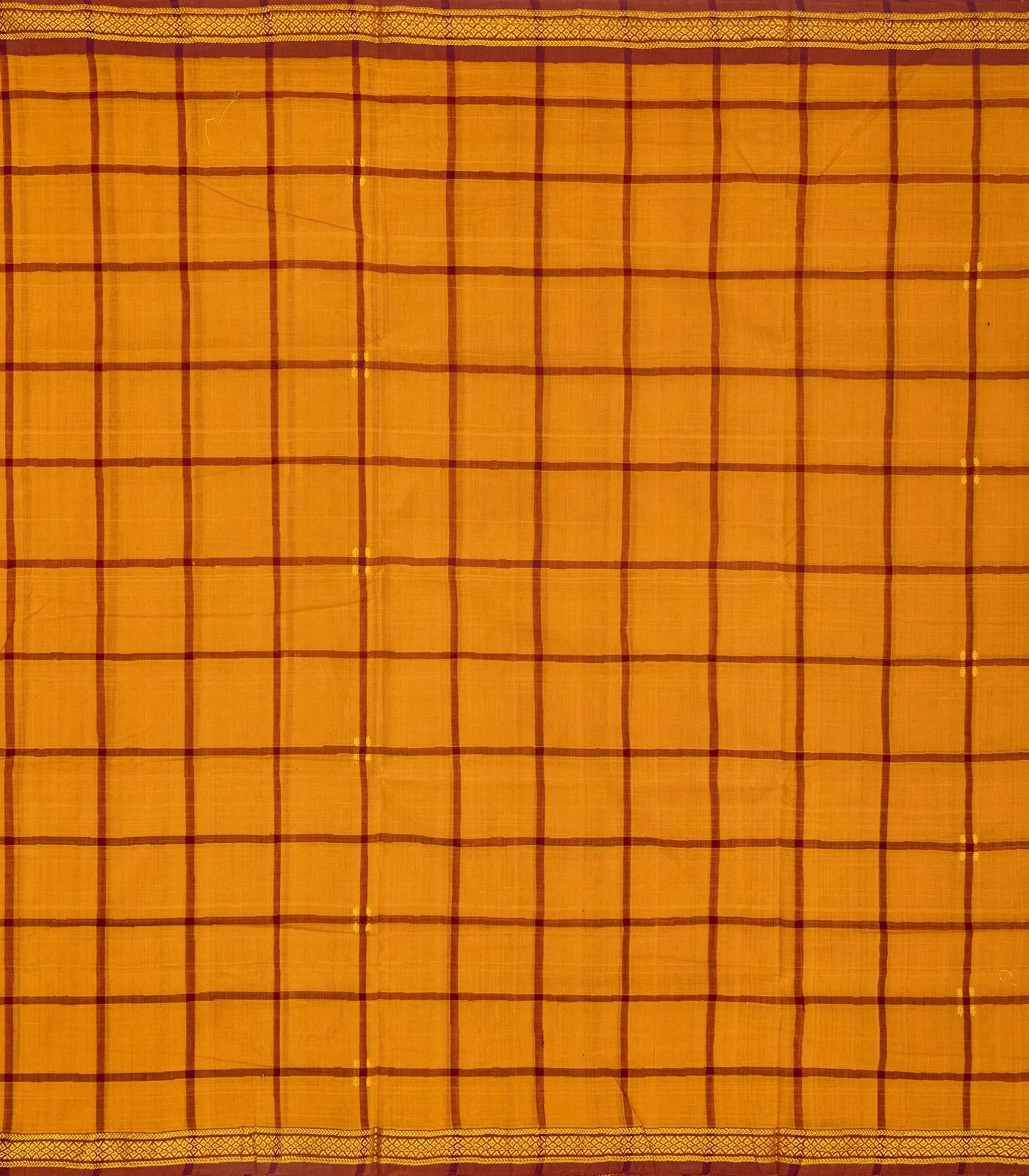 Mustard Handloom Kadapa Cotton Saree With Checks