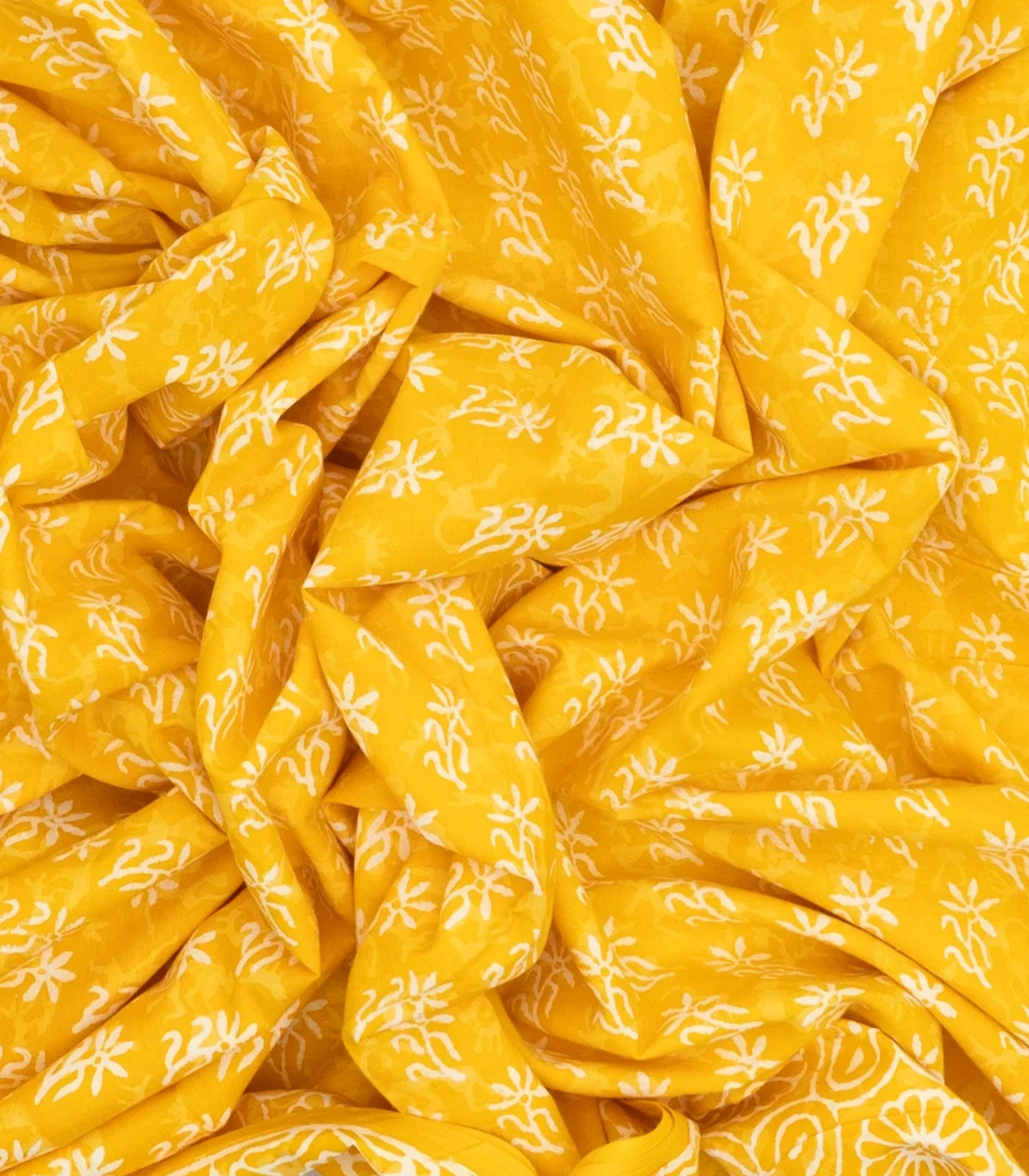 Yellow Woven Jaipur Cotton Saree Printed With Floral Motifs