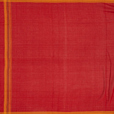 Red Handloom Bhujodi Cotton Saree With Bhujodi/kutch style buttis