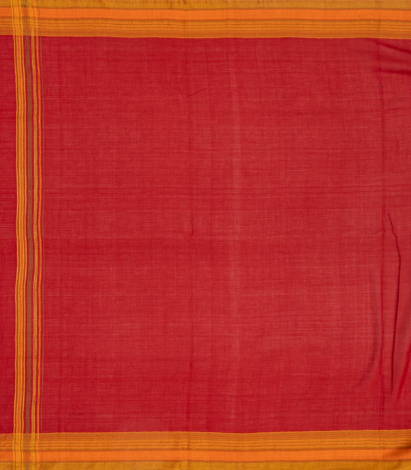 Red Handloom Bhujodi Cotton Saree With Bhujodi/kutch style buttis