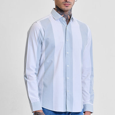 Light Green Stripes Slim Fit Shirt