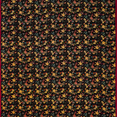 Black Woven Digital Printed Satin Silk Saree With Floral Motifs
