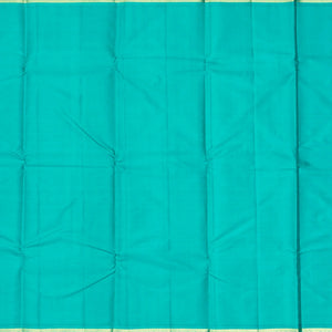 Light Peach Handloom Korvai Kanchipuram Silk Saree With Turquoise Border