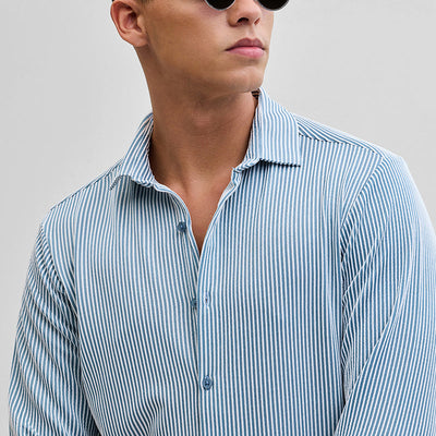 Blue Stripes Slim Fit Stretch Shirt