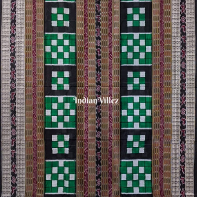 Green Black Odisha Ikat Pasapali Bichitrapuri Silk Saree
