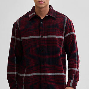Red Cord Textured Overshirt