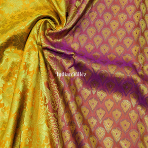 Rose Pink Golden Pure Kanjivaram Silk Saree