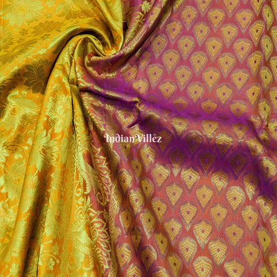 Rose Pink Golden Pure Kanjivaram Silk Saree