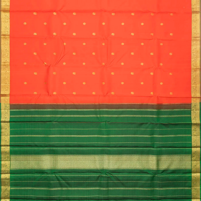 Red Handloom Kanchipuram Silk Saree And Annam Chakaram Buttas