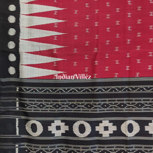 Maroon & Black Contemporary Soft Odisha Ikat Silk Saree