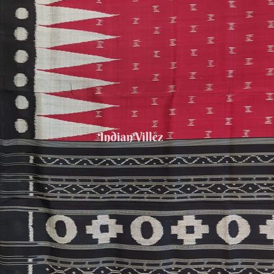 Maroon & Black Contemporary Soft Odisha Ikat Silk Saree