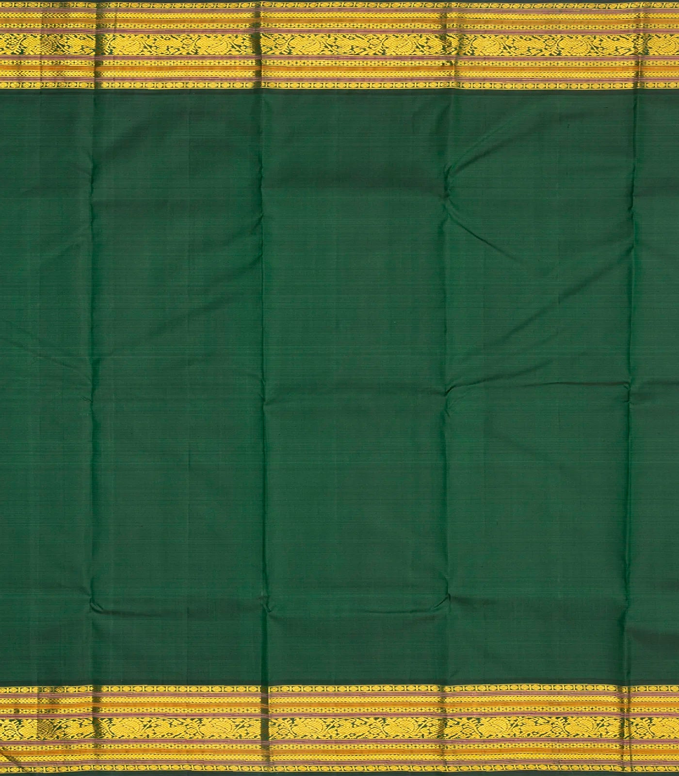 Orange Handloom Kanchipuram Korvai Silk Saree With Green Border