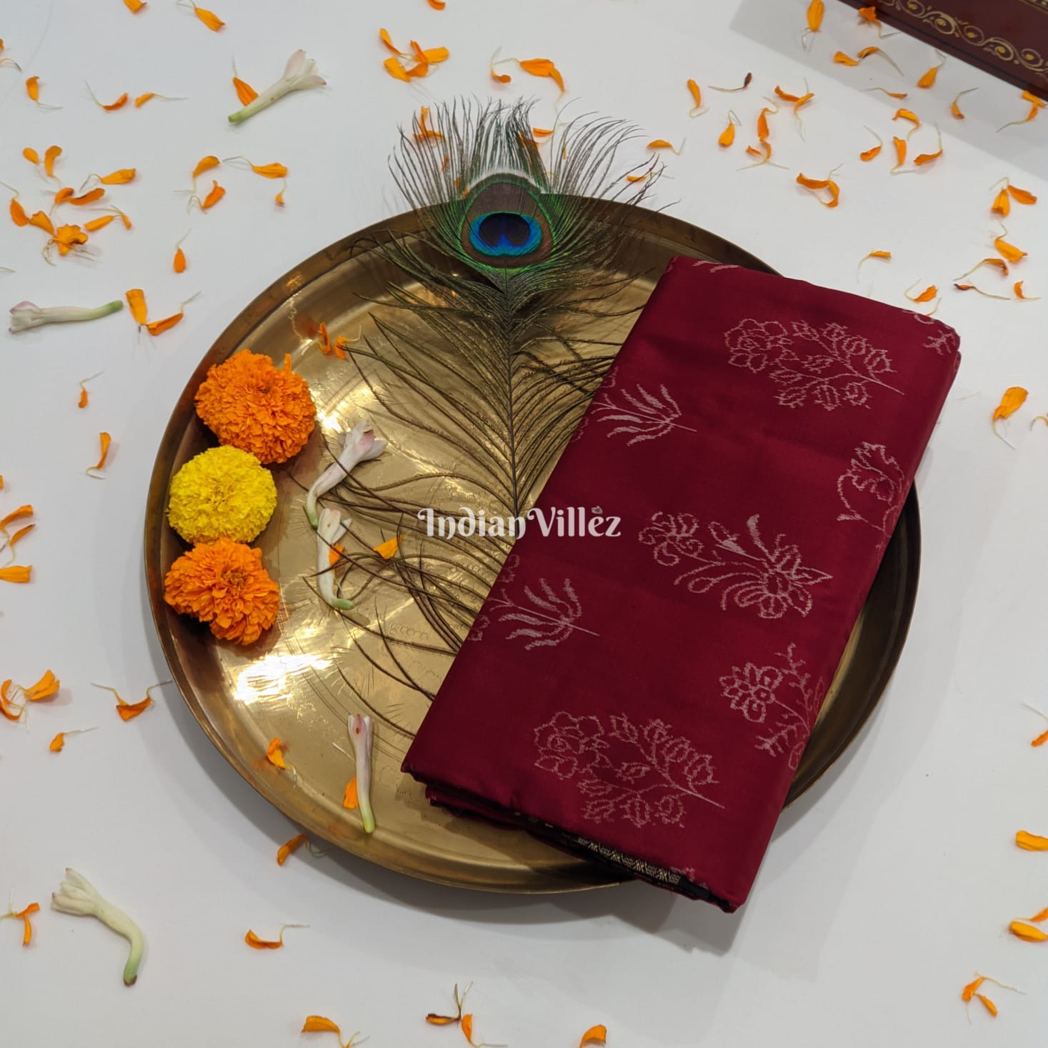 National Award Winning Maroon Sambalpuri Natural Dyed Silk Saree