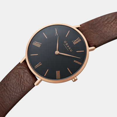 Folie Cedar Men Quartz Black Dial Analog Leather Watch V283GXVBRN