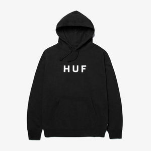 HUF | ESSENTIALS OG LOGO HOODIE  { BLACK