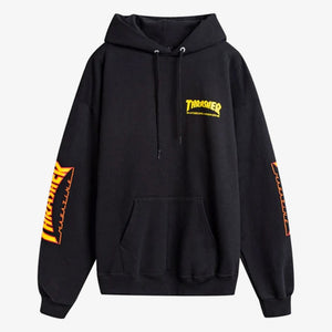 Thrasher | FLAME HOODIE DOUBLE LOGO FLAME PRINT HOODIE  { BLACK