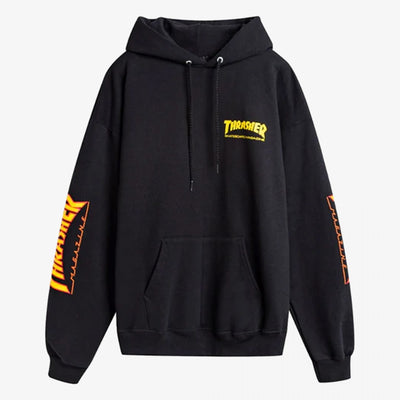 Thrasher | FLAME HOODIE DOUBLE LOGO FLAME PRINT HOODIE  { BLACK