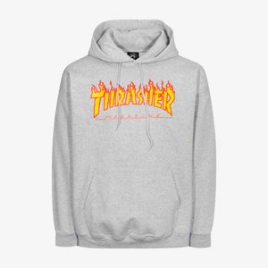 Thrasher | FLAME HOODIE  { GREY