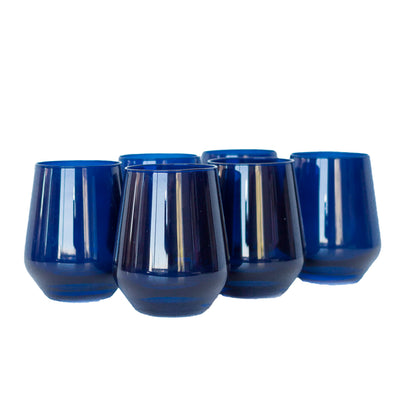 Estelle Colored Wine Stemless - Set of 6 {Midnight Blue}