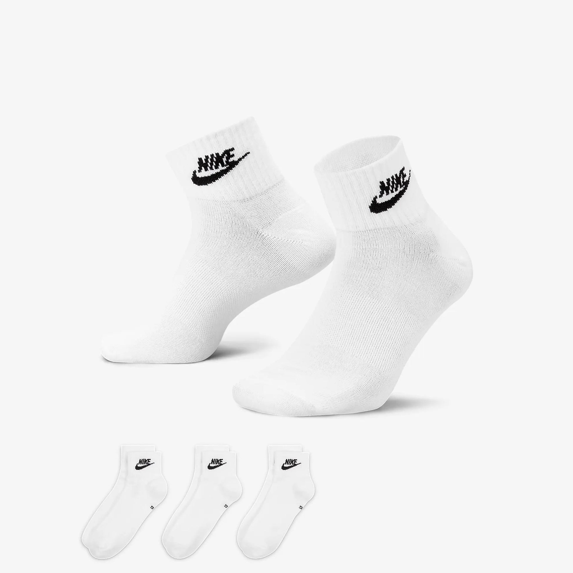 Nike | EVERYDAY ESSENTIAL ANKLE SOCKS (3 PAIRS)  { WHITE/BLACK